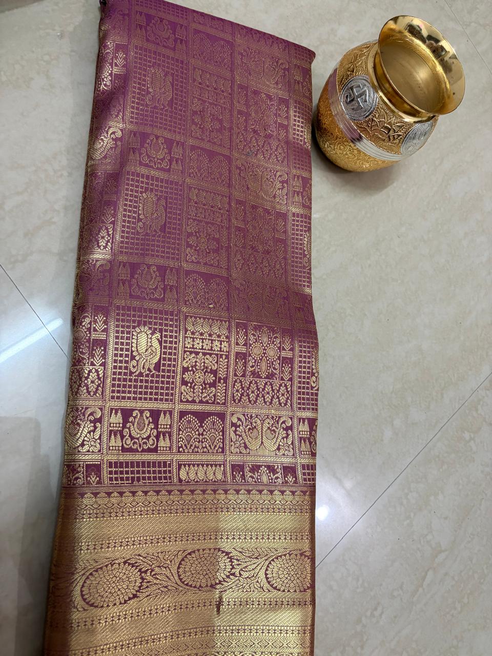 Onion Pink Semi Silk Saree